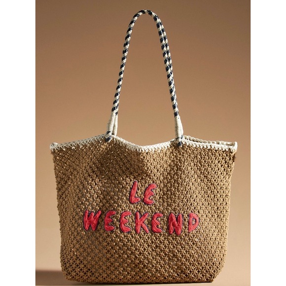 Clare V. Handbags - Clare V Le Weekend Straw Tote Woven Raffia Beach Market Bag France Chic